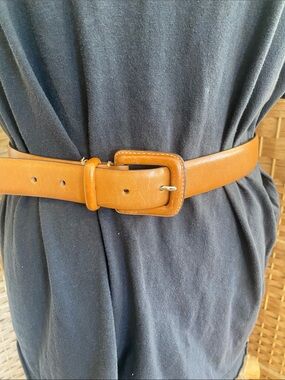 Lauren Ralph Lauren Caramel Leather Belt with Square Buckle